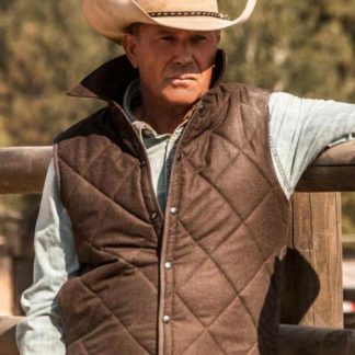 Kevin Costner Satin Brown John Dutton Yellowstone Vest