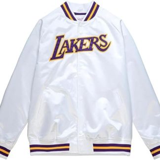 Mens Lakers Bomber Satin Jacket